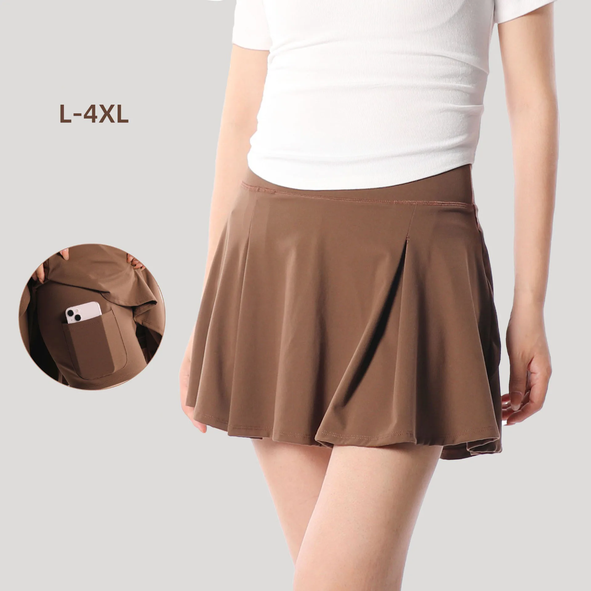 

Plus Size L-4XL Fake 2 Pieces Tennis Skirts with Pokects Women Golf Skirts Sports Workout Shorts Yoga Running Shorts Gym Clothes