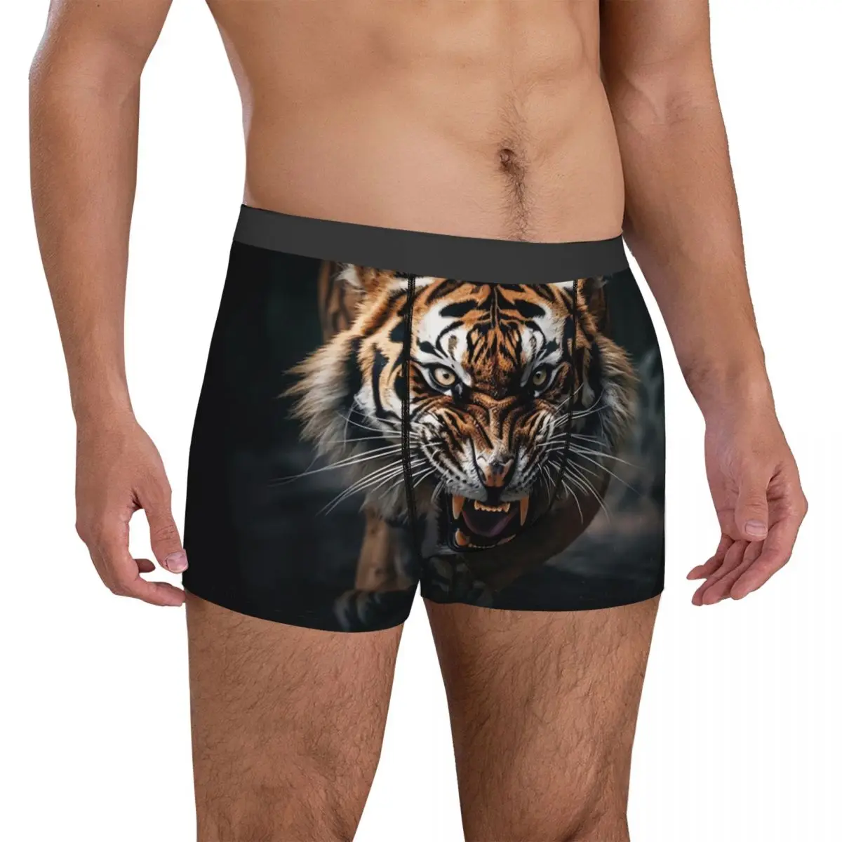 Angry Tiger Underwear The King of the Forest Males Shorts Briefs Elastic Trunk High Quality Customs Plus Size Underpants