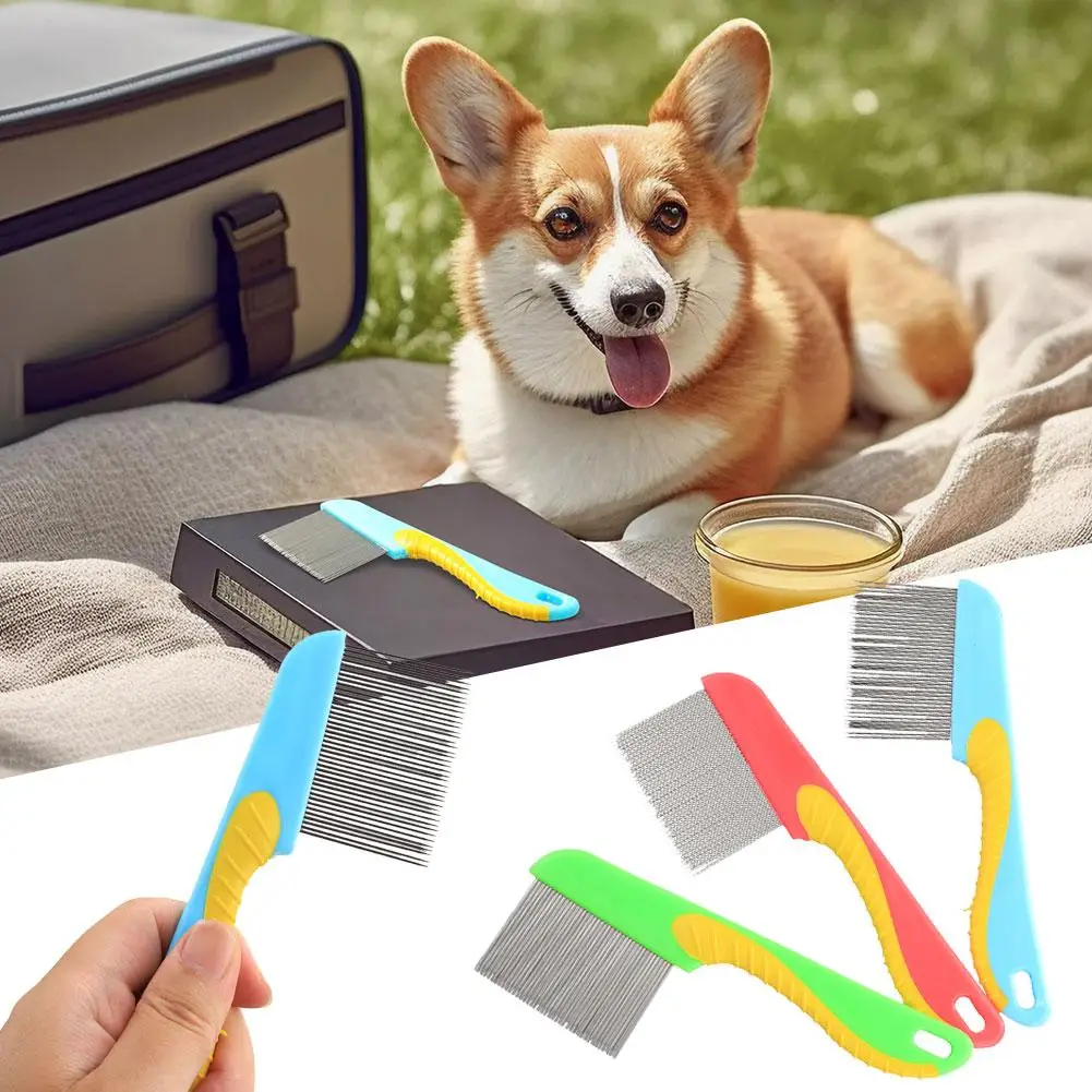 Pet Dematting Comb Stainless Steel Pet Grooming Comb For Dogs And Cats Gently Removes Loose Undercoat Flea Comb Pretty&Bett B0F2