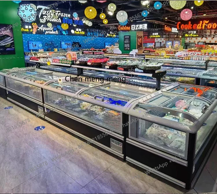 

Supermarket freezing commercial island cabinet display refrigerator large-capacity freezing display cabinet horizontal