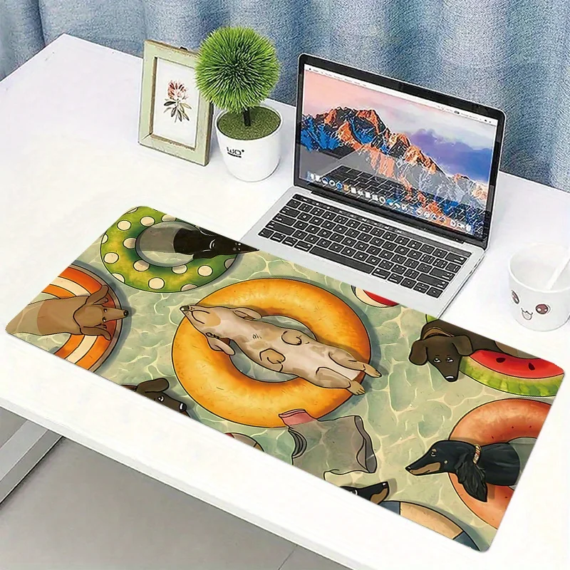 

Коврик для мыши с рисунком собаки у бассейна, игровой настольный коврик, нескользящая резиновая основа, большой коврик для мыши для ПК, клавиатуры, офиса, игрового стола