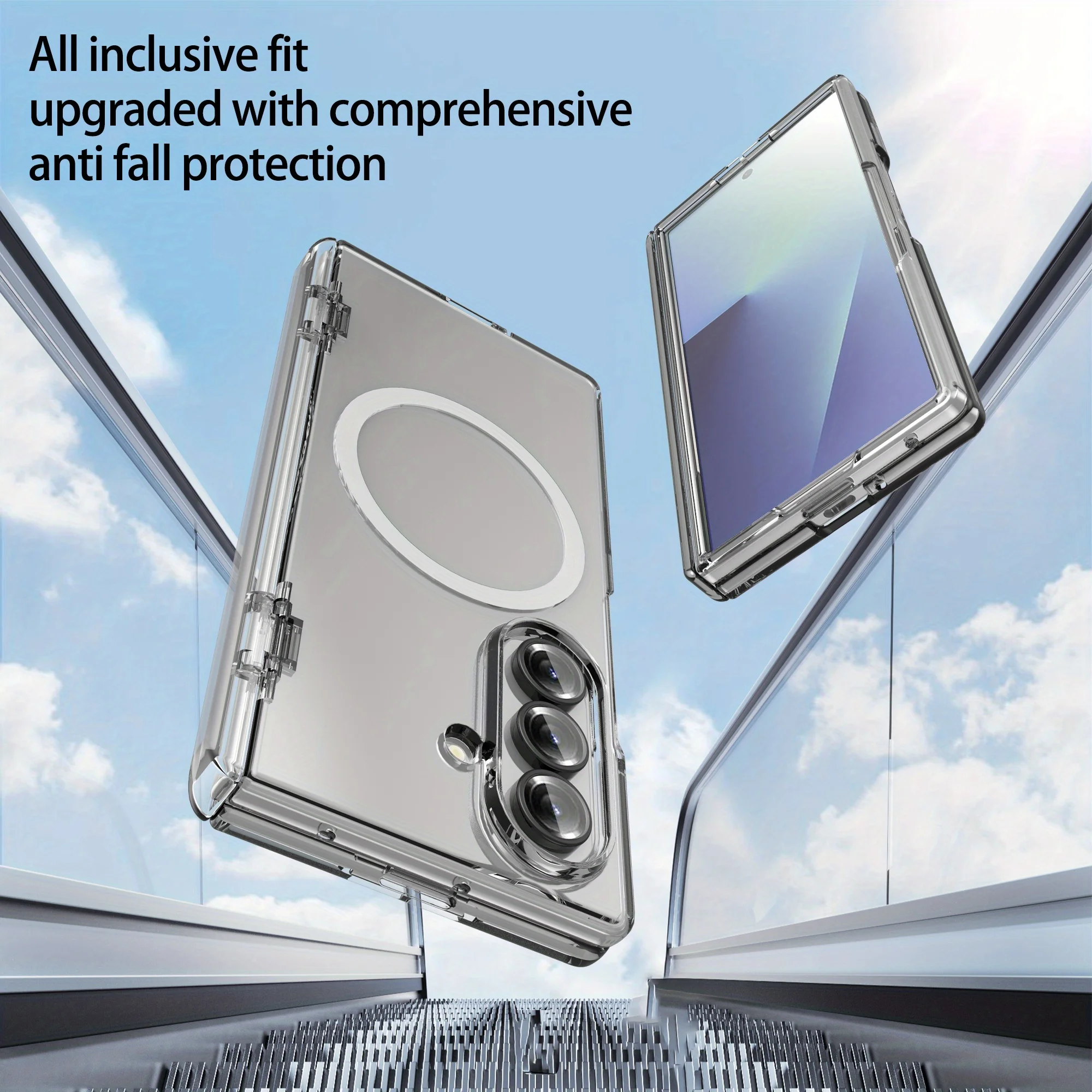 Compatible with Samsung Galaxy Z Fold 7 Magnetic Case,Full-Body Built in Screen Protector Hinge Cover Shockproof Slim Protective