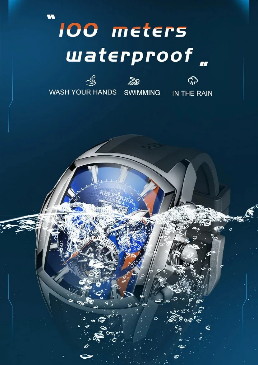 Reef Tiger Men Automatic Watch,Luxury Mens Watches Self Wind Mechanical Wristwatch Sport Luminous 50M Waterproof Sapphire Mirror