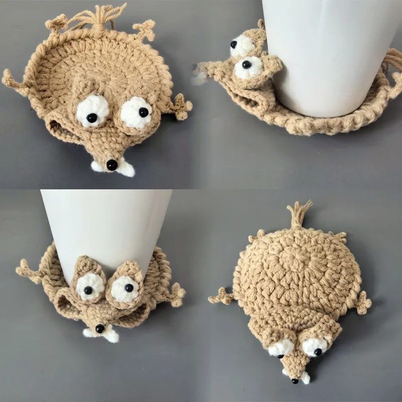 Crochet Lizard Coaster Fun Little Lizard Coasters Cute 3d Diy Handmade Funny Amigurumi Animal Cup Mats Drink Mug Rug Home Decor view 3