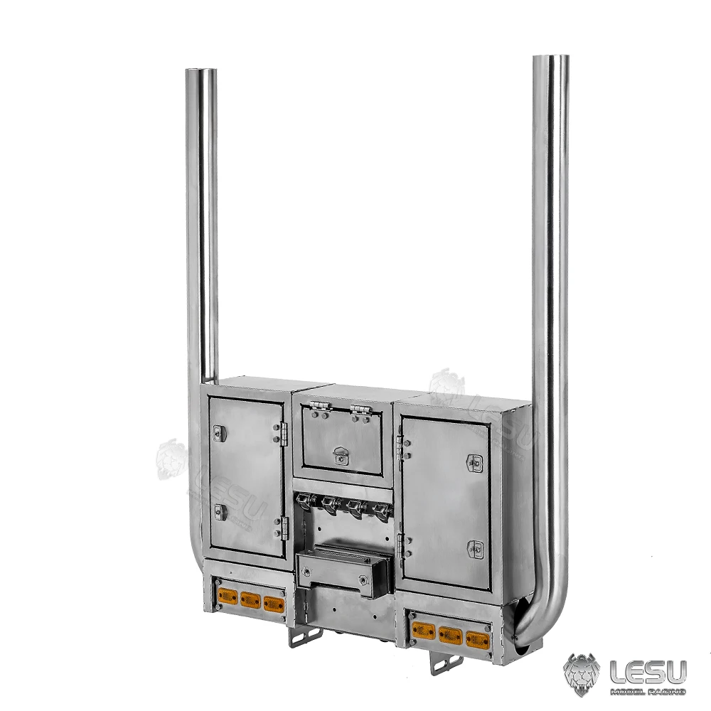Akcesorium LESU - metalowy zbiornik wydechowy, ulepszenie do modeli ciężarówek RC 1/14 FE VM, modeli budowlanych.
