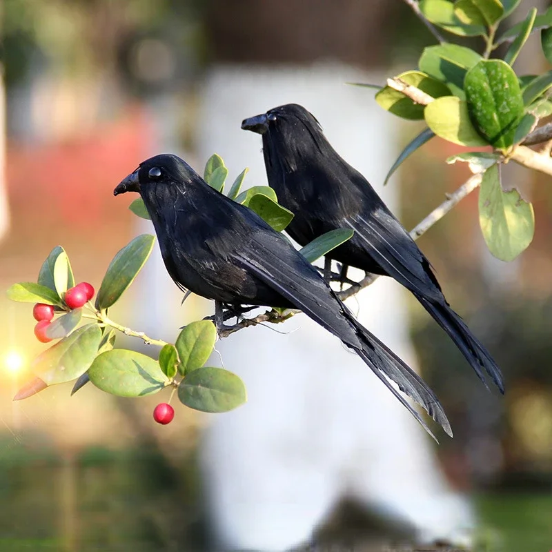 1PC Simulation Black Crow Animal Model Artificial Crow Black Bird Raven Prop Horror Scary Halloween Decorations Party Supplies