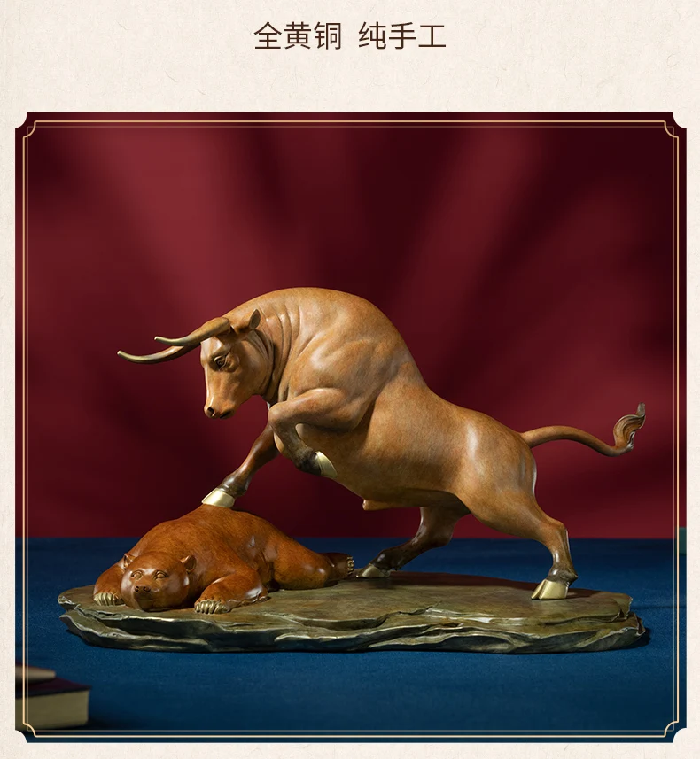 2023 TOP Master Mascot  art Collection foreign GIFT Home company copper decorative Financial Stock market bull Sculpture