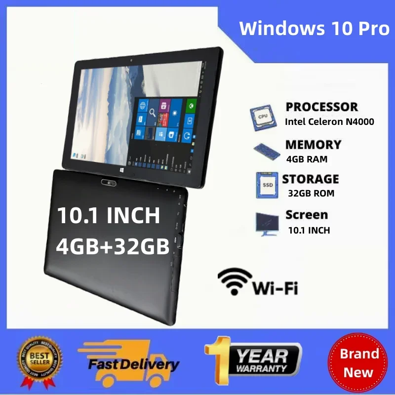 

New 64Bit Intel Celeron N4000 CPU 10.1" Windows 10 Pro Tablets 4GB RAM 32GB ROM WiFi Bluetooth 4.0 1280*800 IPS Dual Camera