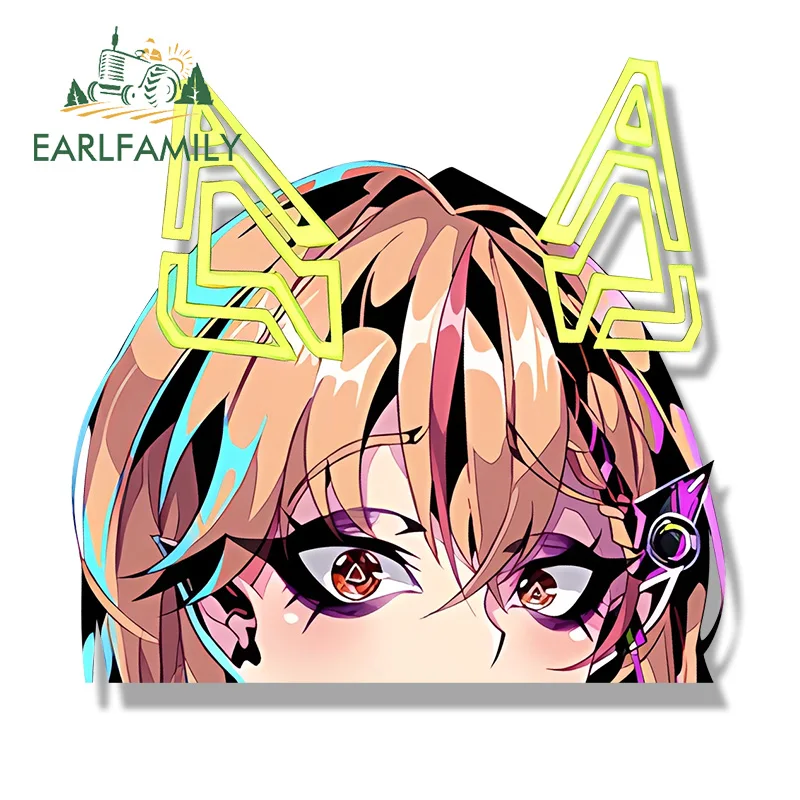 EARLFAMILY Bunny Annjelife Fanart Car Sticker Hot Cartoon Sketch Waifu Decal Chibi Big Head Peek Girl Graffiti Anime Stickers view 5