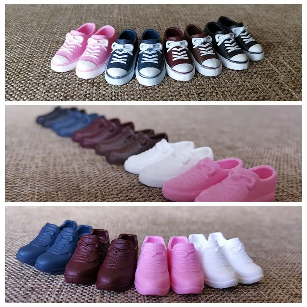 รอบ Toe 30 ซม.ตุ๊กตารองเท้าผ้าใบรองเท้าผ้าใบสีทึบ 1/6 ตุ๊กตารองเท้าการ์ตูนน่ารักตุ๊กตา PVC Casual รองเท้า 2 ซม.ตุ๊กตาอุปกรณ์เสริม