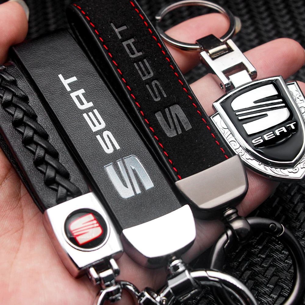 For SEAT Key Chain Logo Cupra Ateca Ibiza 6j 6f Leon Mk2 FR Cordoba Exeo Arona Toledo Car Styling Metal Leather Keyring Keychain