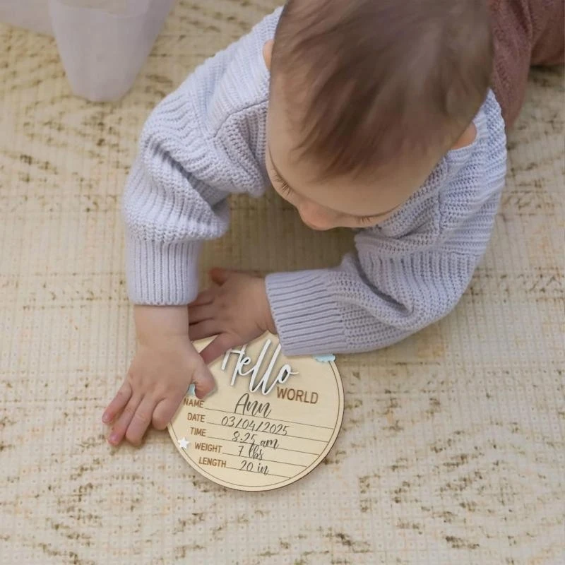 

Large 6inch Boys Girls Welcome Sign Wooden Baby Name Sign Props for Newborns 24BE