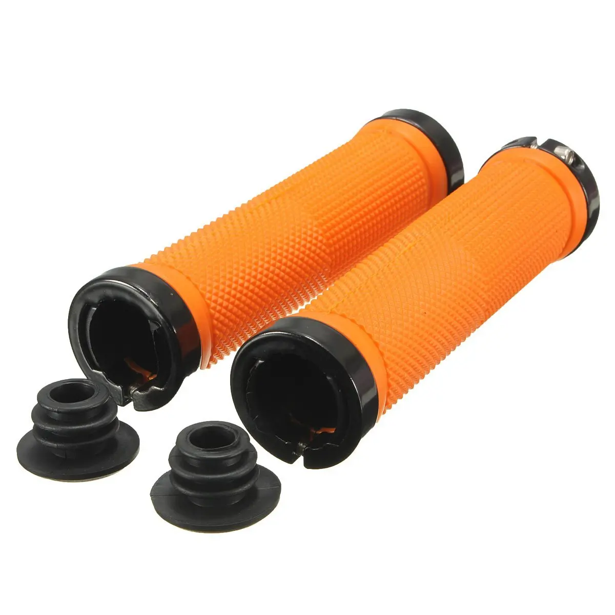 Poignées de guidon de vélo pour VTT et BMX, couleur orange, 1 paire