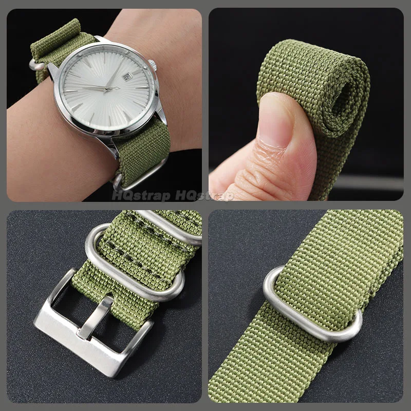 مضلع النايلون حزام (استيك) ساعة 20 مللي متر 22 مللي متر ل Seiko ل أوميغا سوار رشاقته قماش حزام المنسوجة الرياضة معصمه الفضة الأسود مشبك