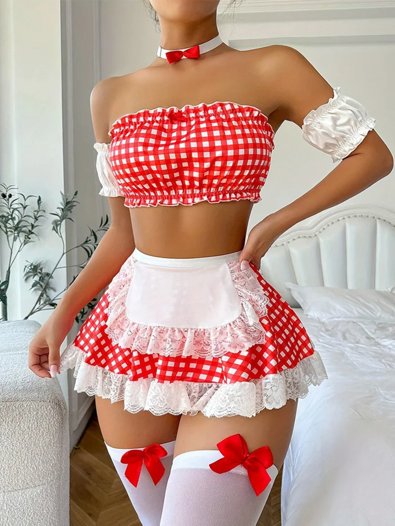 

Strapless Sexy Square Lace Edge Short Skirt Suit British Style Sweet Women's Two-piece Suit Cute Outfits For Women Trendy 6W0Y