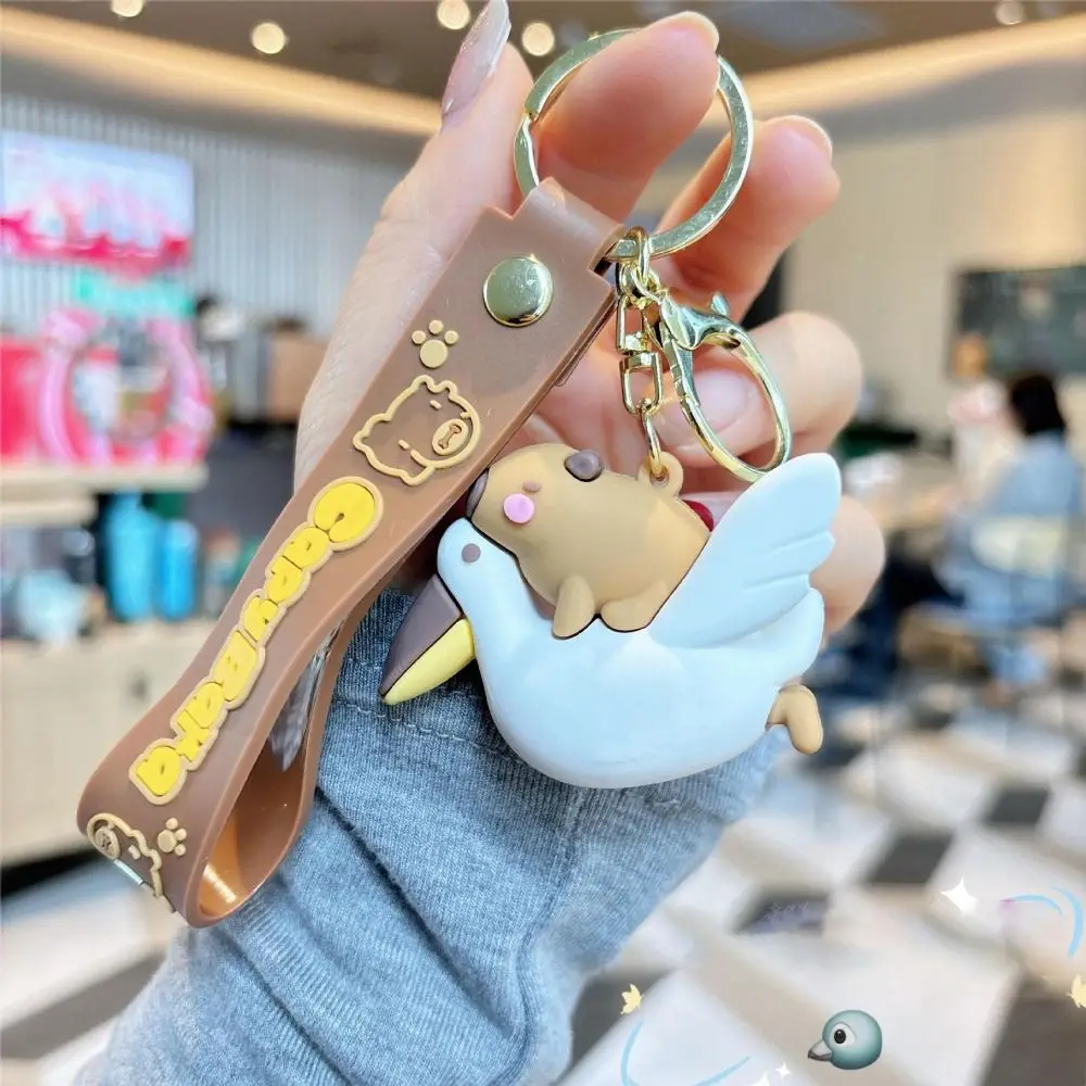 لطيف الكرتون كابيبارا مفتاح سلسلة PVC مكدسة حتى حقيبة قلادة هدية الحيوانات حقيبة المفاتيح