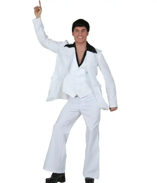 

Disco Dance Suit Men Vintage Flares Pants 70's White Costume Include Jacket Vest Pants