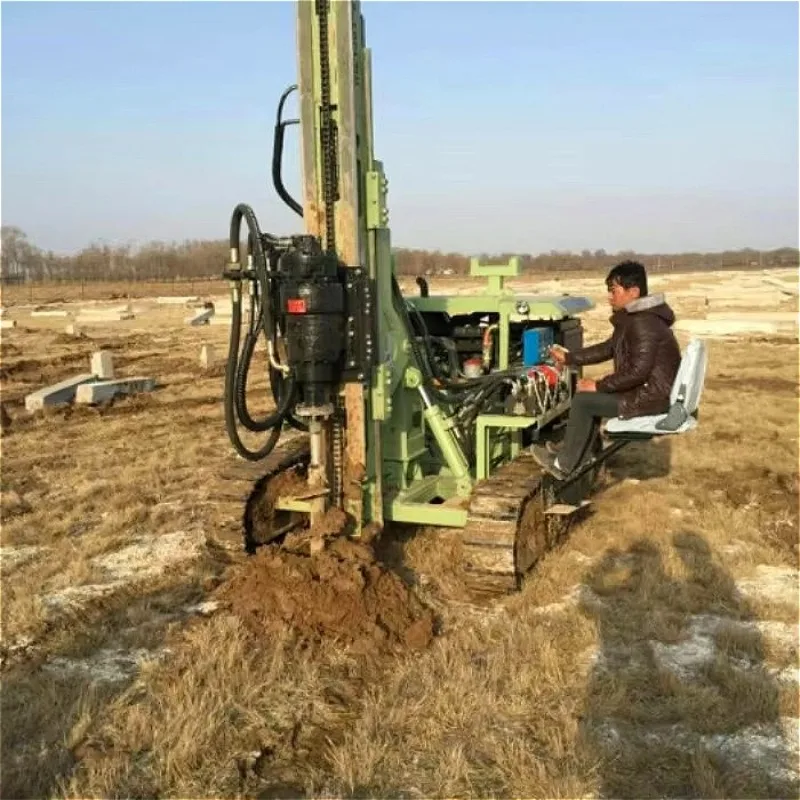 Hydraulic Photovoltaic Pile Driver Rotary Head Unit For Drilling And Ramming C Channel Posts Into Compact Earth Ground