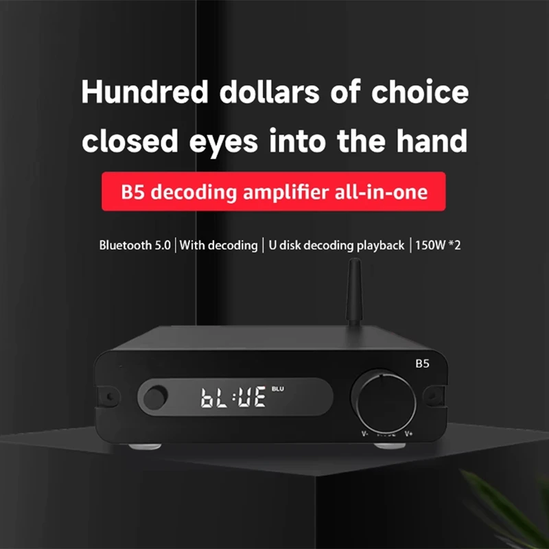 B5 100Wx2 Audiophile Class D Digital Amplifier ESS9018K2M Home Bluetooth Power Amplifier 192K/32Bit US Plug [Life diary]