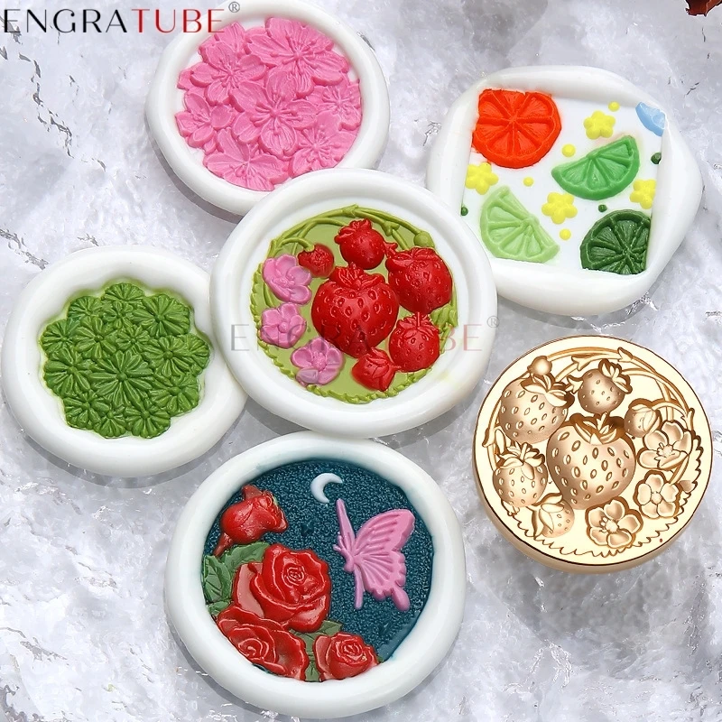 

3D Relief Wax Sealing Stamp Frosted Flower Rose Coffee Maple Leaves Daisies Orange For DIY Gift Greeting Card Decoration Tools