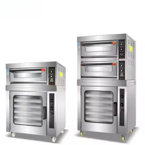 2 in 1 Bakery Equipment Machine Commercial Bread Baking Gas Electric Deck Oven with Proofer