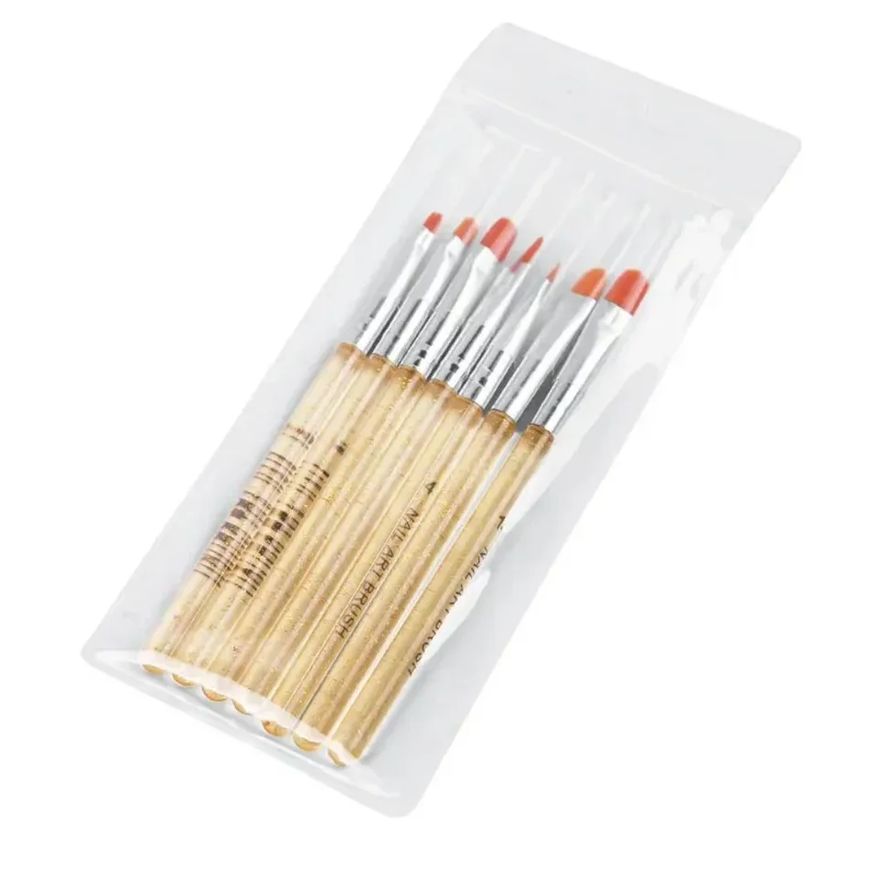 Set de 7 pinceles de nylon para gel UV y acrílico, pinceles de dibujo para diseño de uñas, suministros profesionales 6
