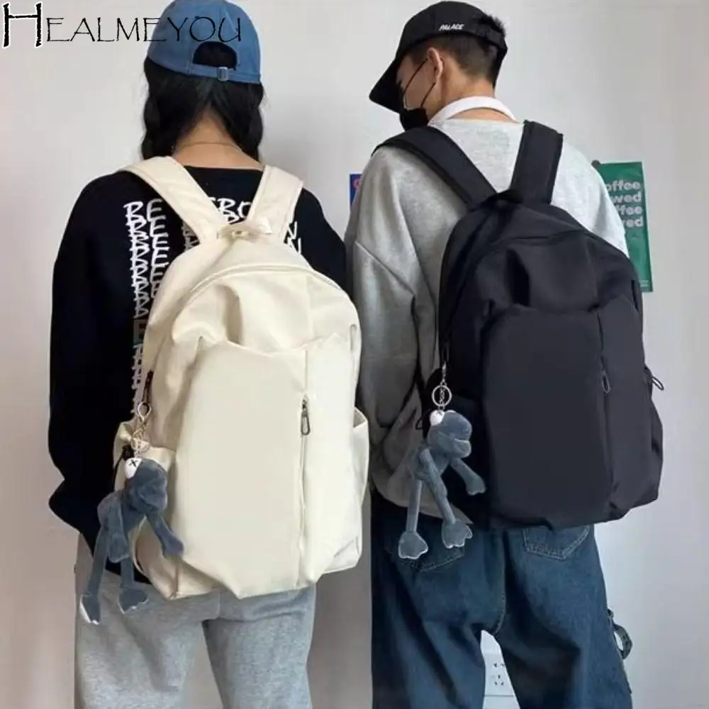 

Dirt-resistant Fashion Computer Backpack Large Capacity Zipper Student Schoolbag Solid Color Lightweight Travel Shoulder Bag Men