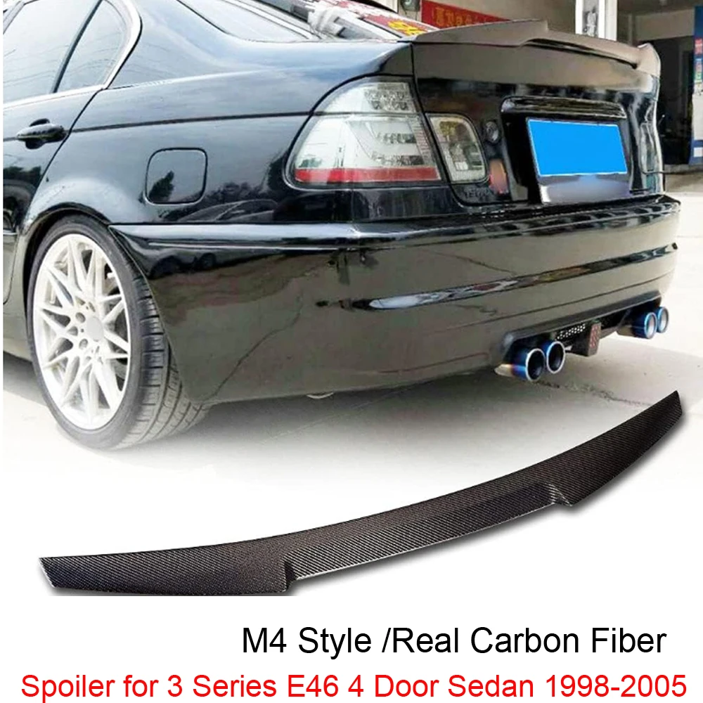 

M4 Style High Kick Real Carbon Fiber Rear Trunk Spoiler Wings Ducktail For BMW 3 Series 4 Door E46 Sedan 316i 318i 1998-2005