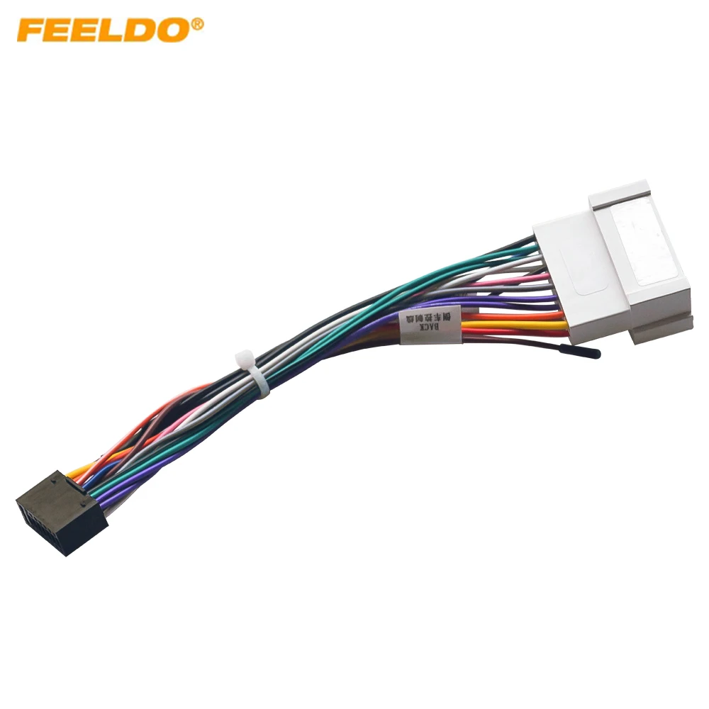 FEELDO 5Pcs Car Stereo Radio 16PIN Adaptor Wiring Harness For Hyundai Tucson Elantra Audio Power Calbe Wire Plug and play