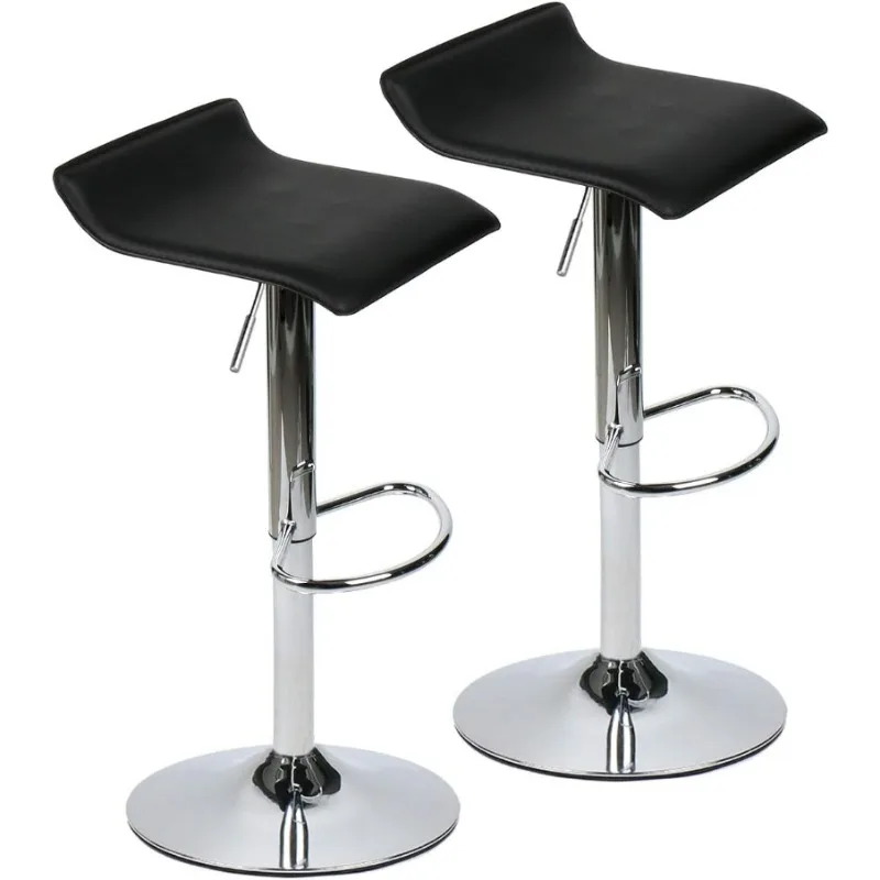 

Set of 2 Barstool, Adjustable Swivel Bar Stools with PU Leather and Chrome Base, Gaslift Pub Counter Chairs,White