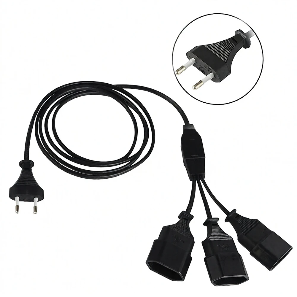 2M 3-in-1 Flat EU Power Extension Cable Type C Female Socket Splitter For Monitor TV Appliance Home Office Electrical Supplies