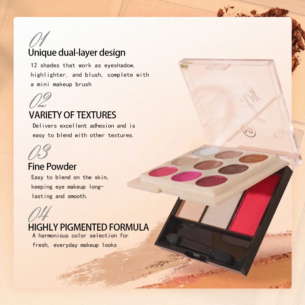 2-Layer Multi-Functional Palette Matte Pearlescent Shimmer Eyeshadows Highlight Contour Beauty Makeup Wide Range All-in-One
