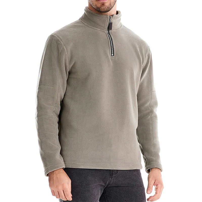 

2025 Autumn Winter Thicken Warm Fleece Men's Sweatshirt Zipper Neck Pullover Brand Quality Polar Fleece Soft Shell Jacket Men