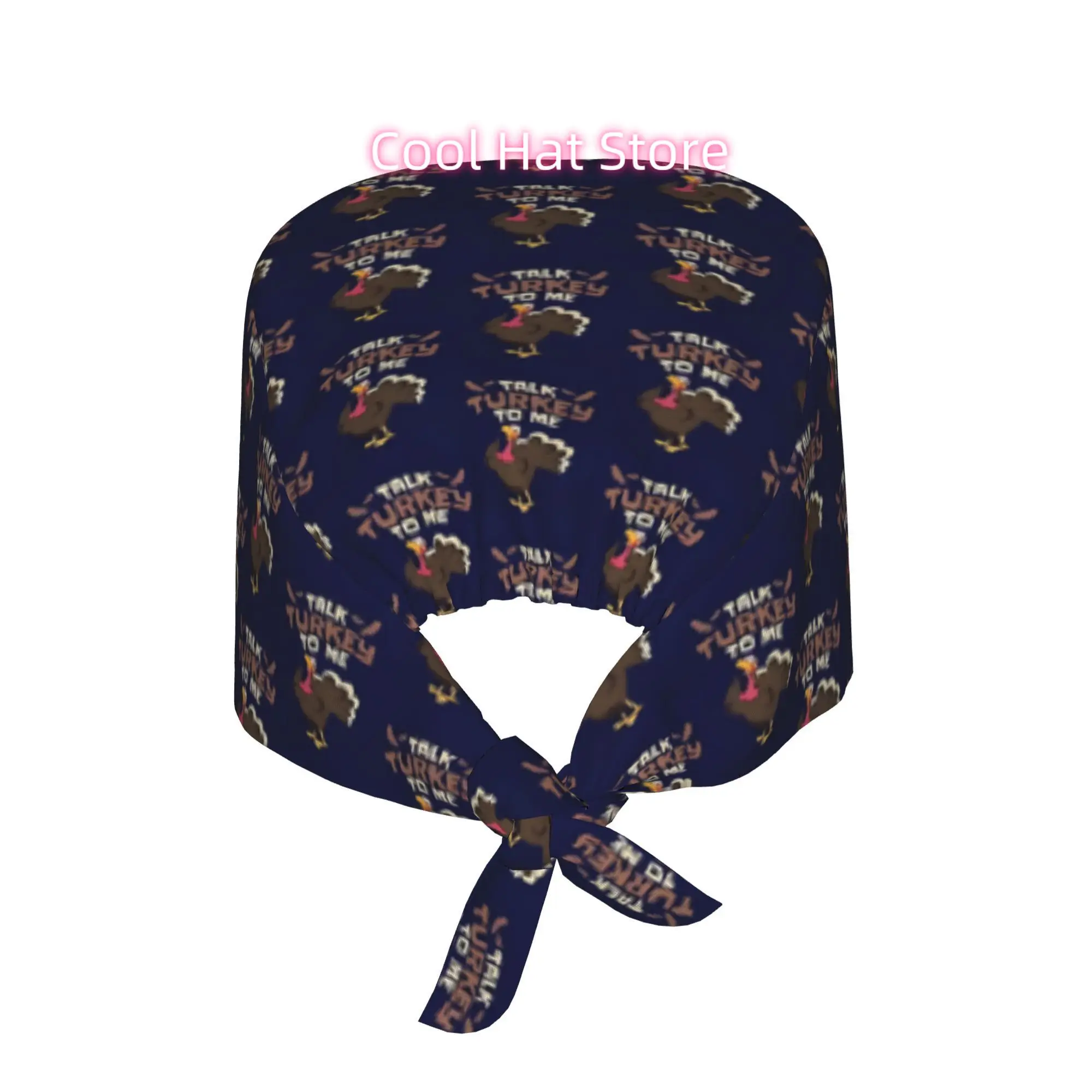 Talk Turkey to Me Hunting Unisex Work Cap Adjustable Lightweight with Lace Up Desig Dust Proof Suitable for Nurses and Chefs