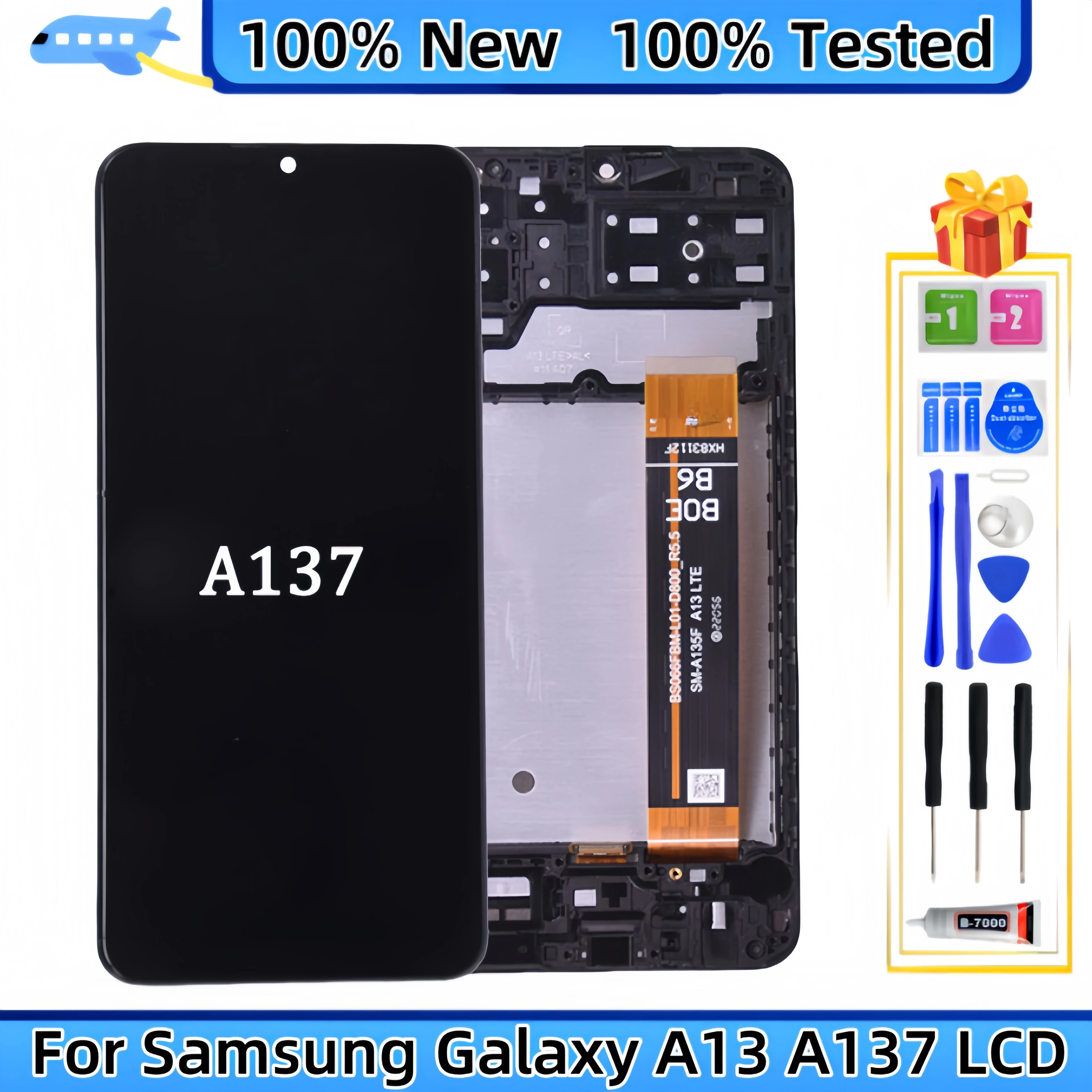 LCD Display Touch Screen Digitizer Assembly Replacement, Fit for Samsung Galaxy A13, A137,SM-A137F, SM-A137F/DSN, SM-A137F/DS