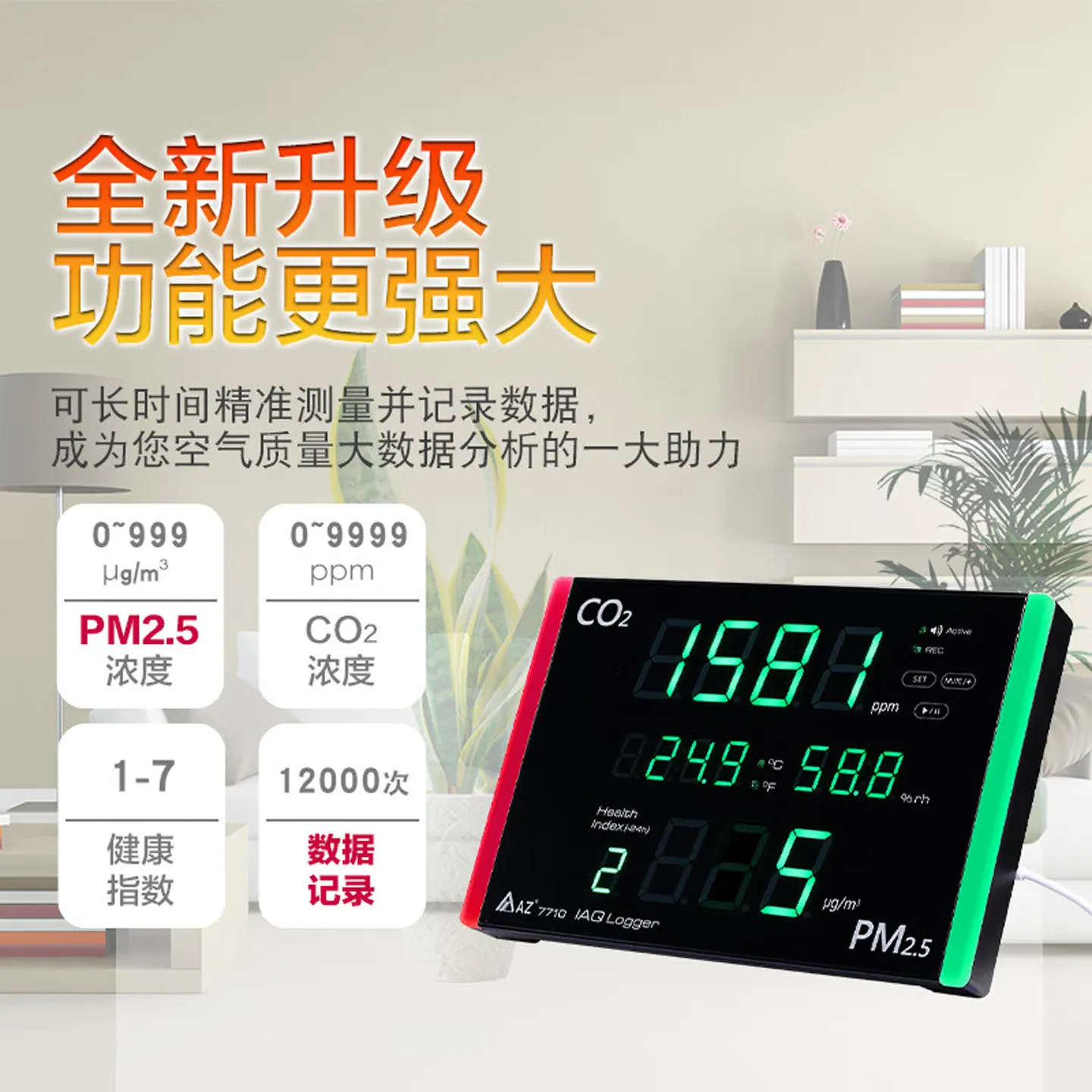 Taiwan Hengxin AZ7710 wall-mounted PM2.5 carbon dioxide detector CO2 gas temperature and humidity measuring instrument
