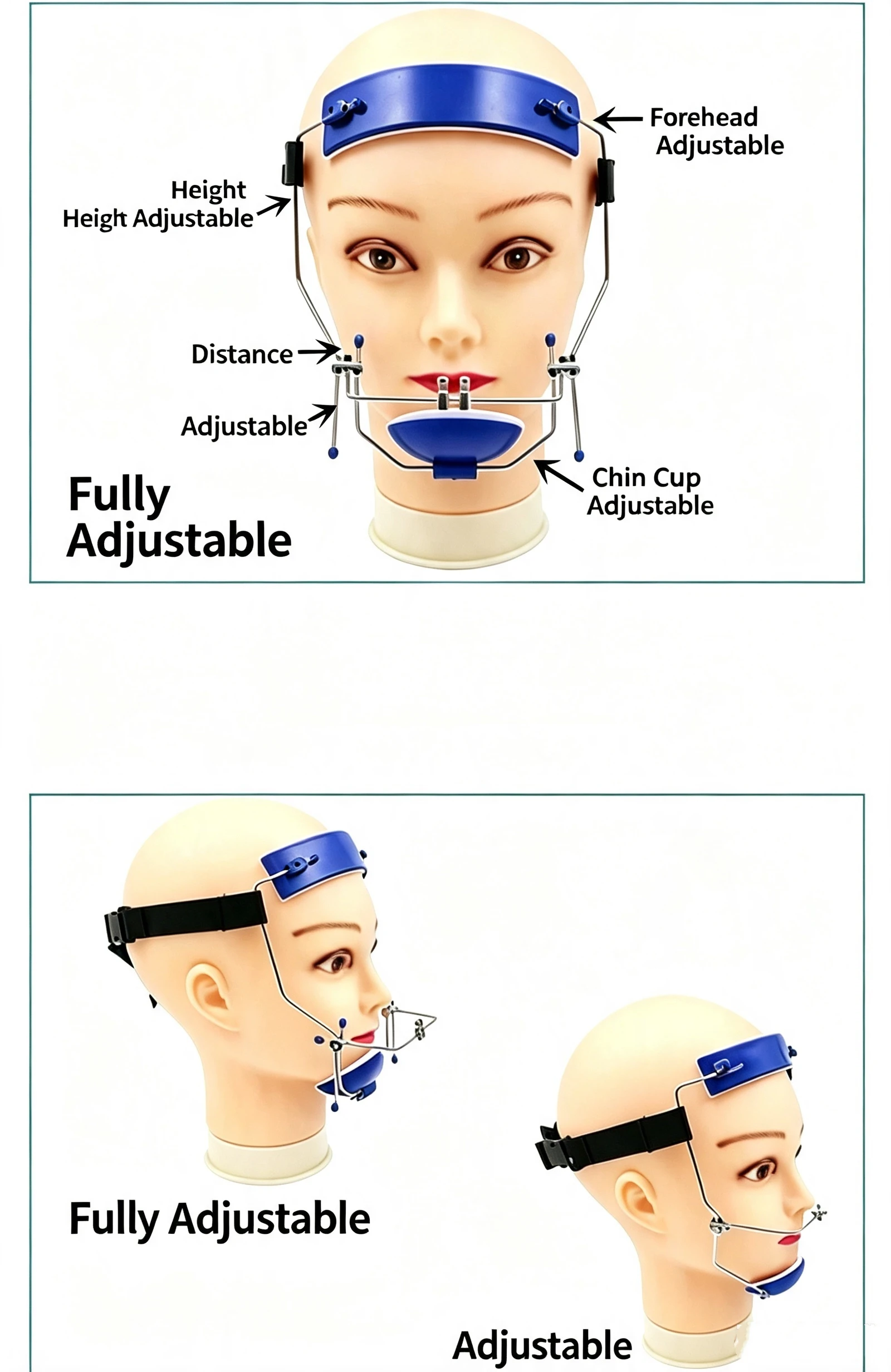 Dental Orthodontic Extraoral Correction Headgear Adjustable Reverse Pull Forward Face Mask For Underbite Malocclusion Treatment
