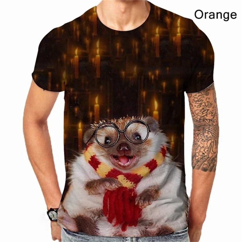 

Funny Hedgehog T-Shirt 3D Printed Men Casual Fashion Short Sleeve T Shirt Oversized Cute Animal Print Tee Top Clothing