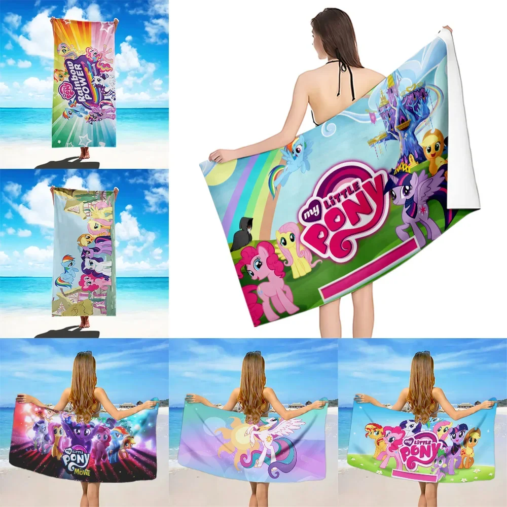 Cute Cartoon My Little P-Ponys Beach Towel Microfiber Sand Quick Dry Soft Sandproof Pool Towels for Women Travel Shower Camping