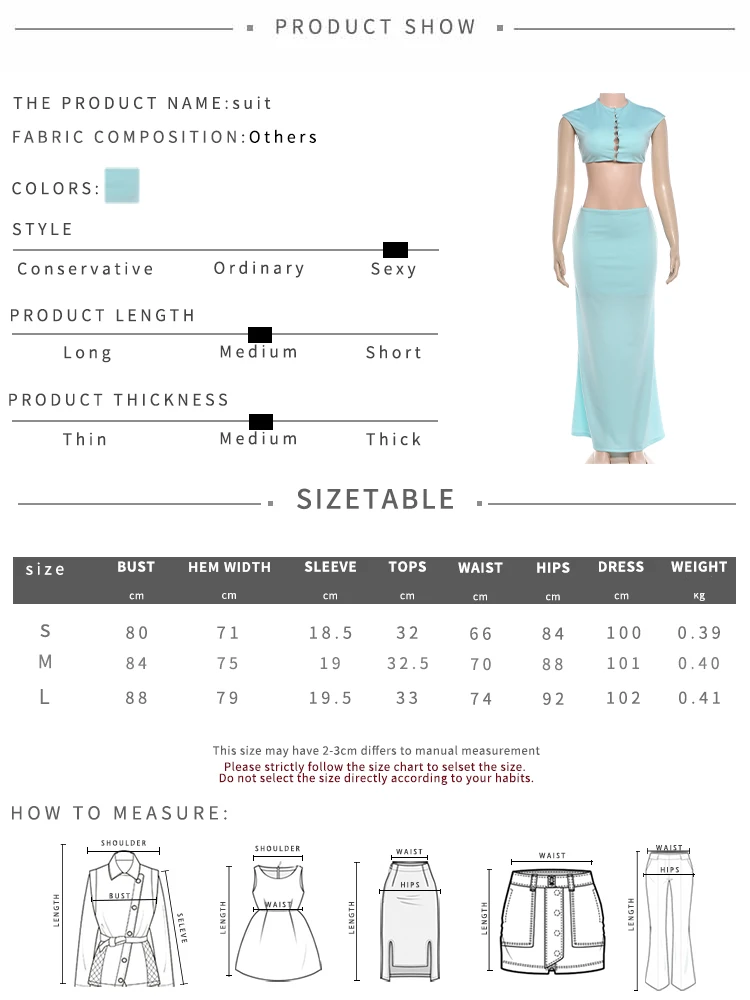 Weird Puss Elegantes 2-teiliges Set für Damen, einreihiges T-Shirt mit halbem Rollkragen + schlichter, langer Rock, Party-Chic-Urlaubskleidung – Detail 1