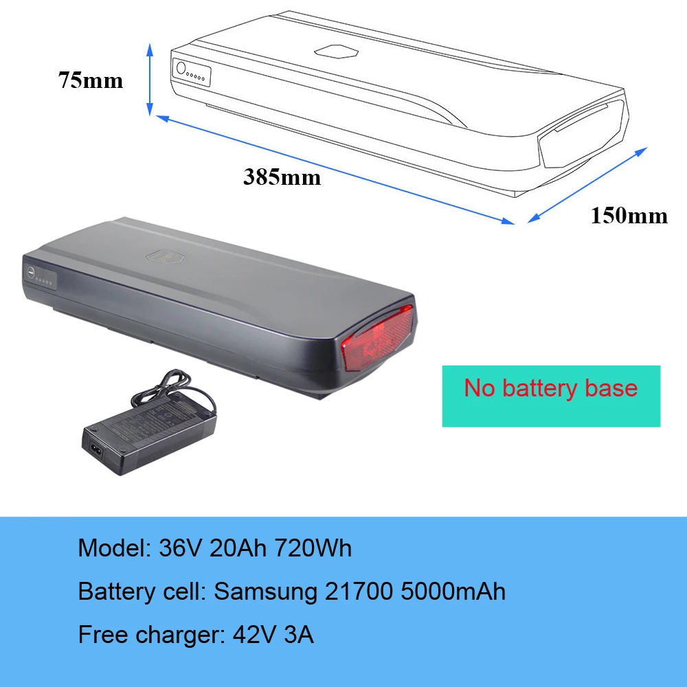 Joycube JCEB360 Achterdrager 36V 13Ah 18Ah 20Ah Lithium-ion batterij voor vervangende Phylion XH370-13J Wall-ES elektrische fiets