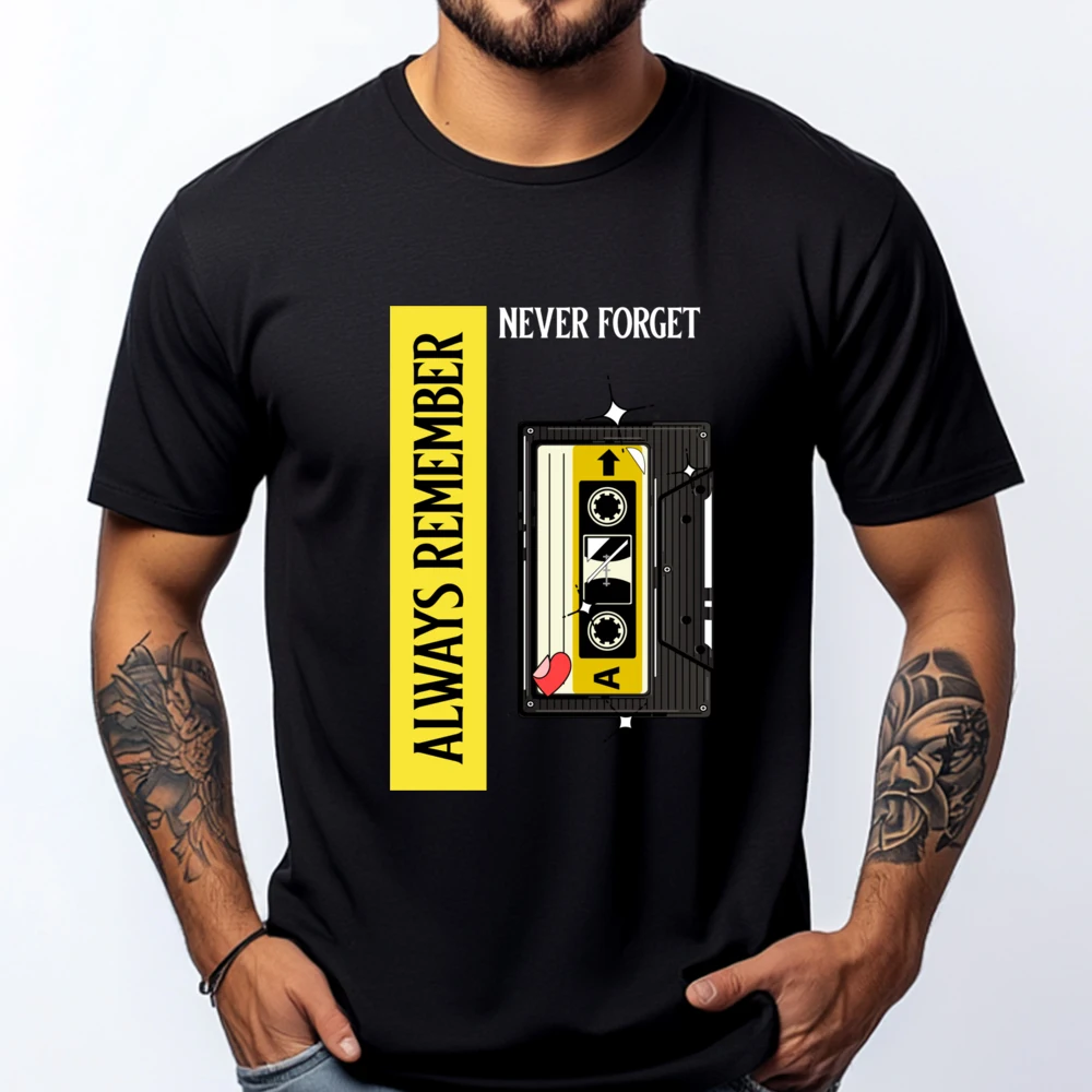 

Always Remember Never Forget Cassette Tape Pink Graphic Tees Male T-Shirts Japan Style Harajuku Clothing
