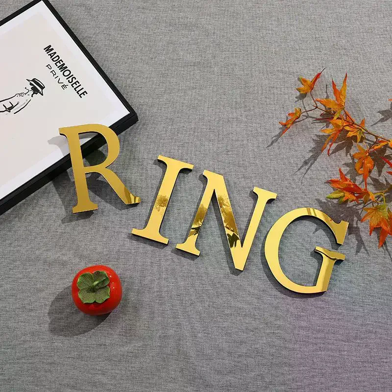 20cm Gold 26 English Letters DIY 3D Mirror Acrylic Wall Stickers Home Retro Wall Art Decor For Party Wedding Christmas