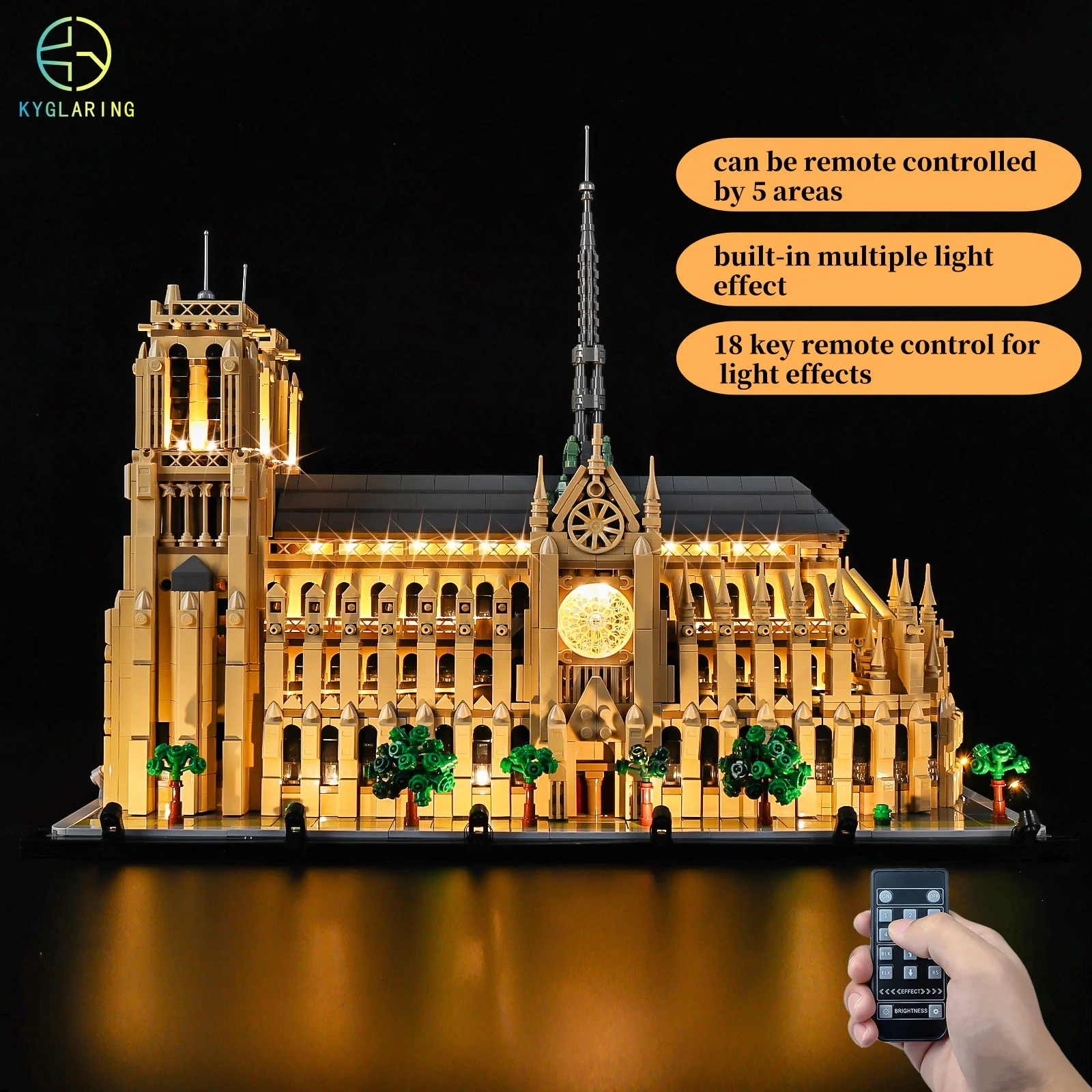 Kyglaring LED Light Kit Suitable for Lego Notre Dame De Paris 21061 Building Blocks Decorative Lamp Not Include Lego Building