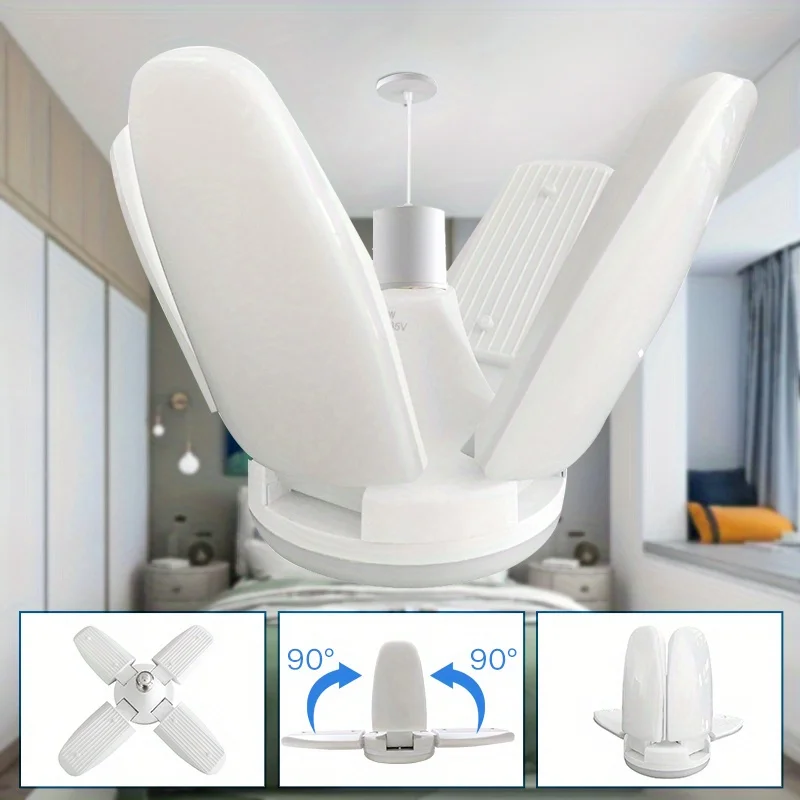 

1pc High Brightness LED Leaf Light E27/E26 Transformable LED Garage Ceiling Light 28W 6500K Daylight White Bedroom Dining Room