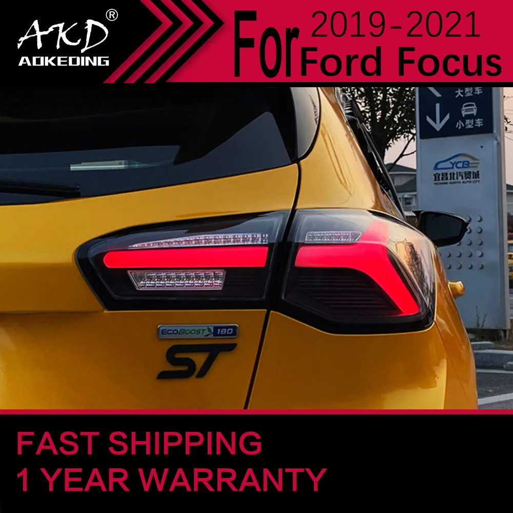 Car Lights for Ford Focus LED Tail Light 2019-2021 Focus Rear Stop Lamp Brake Signal DRL Reverse Automotive Accessories 5.0 1 Re