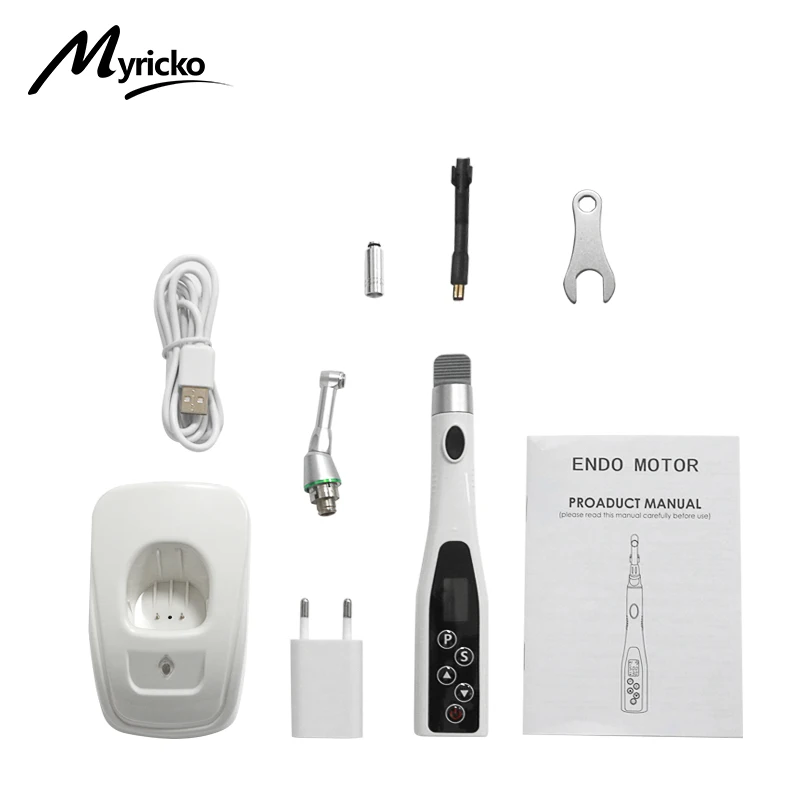 Dental Wireless Endo Motor with LED Lamp 16:1 Standard Contra Angle Handpiece Endodontic Instrument Dentist Teaching Model