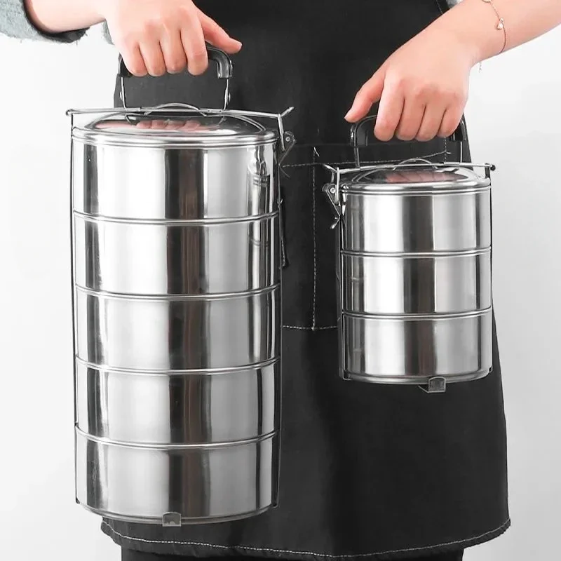 

Портативный многослойный термобокс для обеда из нержавеющей стали, герметичный ящик для бенто, контейнер для еды из нержавеющей стали, школьный офис, пикник