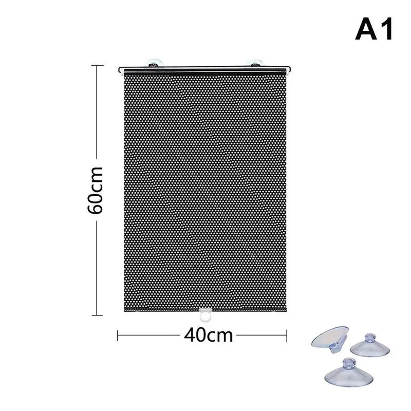 Portable Retractable Roller Shade With Suction Cups Sun Protection And Heat Insulation Perfect For Home Windows And Car Use