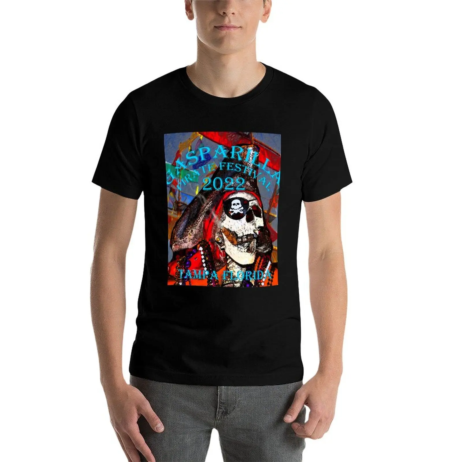 

Gasparilla pirate fest 2022 old Jose Gaspar work blue text T-Shirt g man t shirts for men T-Shirt